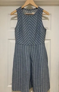 J Crew Wmns Chambray Denim Sheath Dress. Sz 8 Striped $138 Medium Blue Wash - Picture 1 of 10