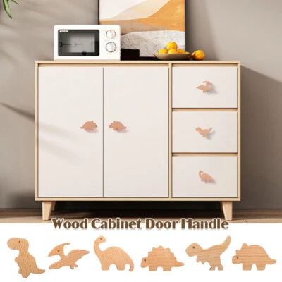 Cabinet Door Handle Creative Wooden Dinosaur Shape Drawer Knob For Children Room - Image 1 of 4