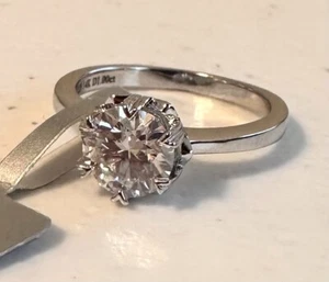 1Ct Lab Created Round Moissanite Solitaire Wedding Ring 14K White Gold Finish 5 - Picture 1 of 8