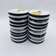 LOT OF 6 Handmade Modern Black White Striped Ribbon 1-1/2" x 9' each