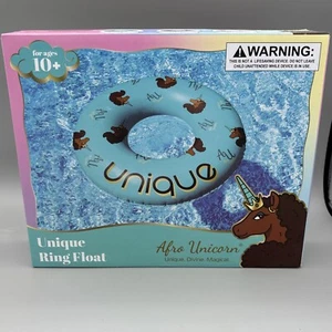 Afro Unicorn "Unique" Unicorn Inflatable Swim Ring, Float for Pool, Beach, Lake - Picture 1 of 2