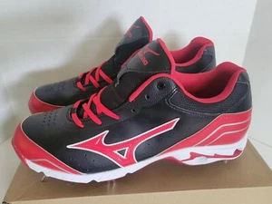 Mizuno Black Red Metal 9 Spike Advanced Classic 7 Baseball Cleats Mens Size 12.5 - Picture 1 of 10