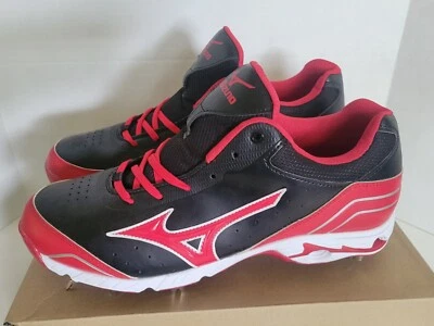 Mizuno Black Red Metal 9 Spike Advanced Classic 7 Baseball Cleats Mens Size 12.5 - Image 1 of 4
