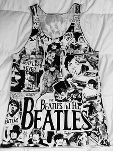 Camiseta sin mangas vintage única con estampado de los Beatles unisex talla S-M - Imagen 1 de 2