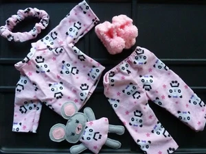 Cute Panda PJ's, Headband, Ornament and FREE Knit Slippers for 18" Doll. - Picture 1 of 3