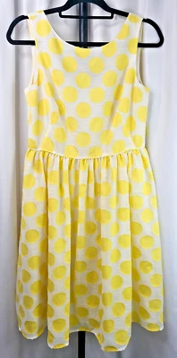 Vestido LOFT Amarillo Blanco Grande Lunares Sin Mangas Línea A Cottagecore Talla 4 Foto 1 de 4