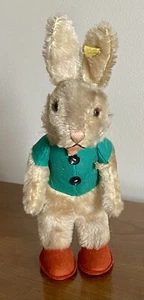 Nikili Male Steiff Rabbit VTG Button & Flag Germany 10” 1948-1960 US ZONE TAG ! - Picture 1 of 6