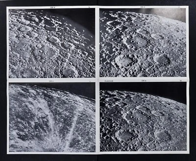 1960 Mapa Fotográfico da Lua Lunar - Conjunto de 4 Fotos - Campo Clavius D8 - Crateras - Imagem 1 de 4