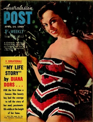 Australasian Post - April 14, 1960 - Victoria Shaw, Diana Dors + Hugh O'Brian - Image 1 of 2