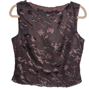 Real Comfort Women’s Brown Floral Suede Sparkle Tank Made in USA Size 8 - Picture 1 of 5