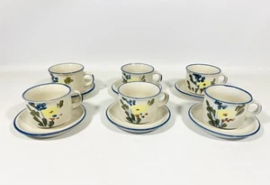 Sammeltassen Untersetzer 6 Tassen 6 Untersetzer Handbemalt Steingut Stoneware - Bild 1 von 8