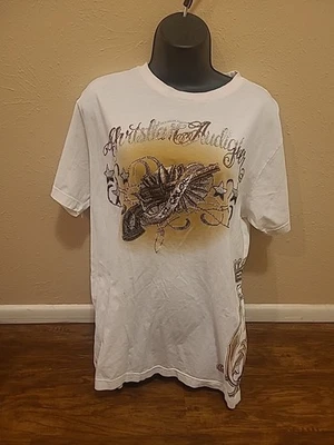 Рубашка мужская Christian Audigier 2XL XXL белый графический украшенный калорийный пистолет - Изображение 1 из 4