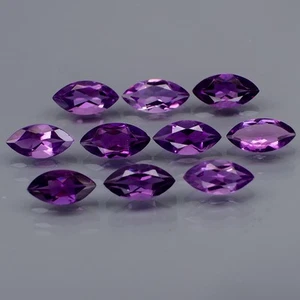Marchesa 10x5 mm.Vera Ametista 100%Naturale Bolivia Nessun Trattamento 10pz/9,37Ct. - Foto 1 di 6