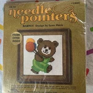 Kit de punta de aguja Sunset Designs Jiffy hilo de lana Barney Bear vintage 5406 - Imagen 1 de 4