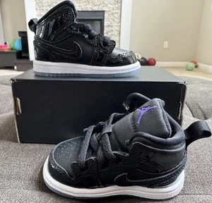Jordan 1 Mid SE (TD) Size 4C Black/Dark Concord-White DV1338-004 Space Jam New - Picture 1 of 6
