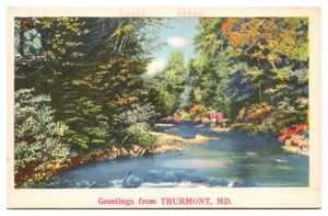 VTG Greetings from Thurmont, River Scene, Thurmont, Maryland Postcard - Picture 1 of 2