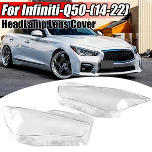 Pair LH+RH Side Front Headlight Headlamp Lens Cover Fits Infiniti Q50 2014-2021 - Picture 1 of 12