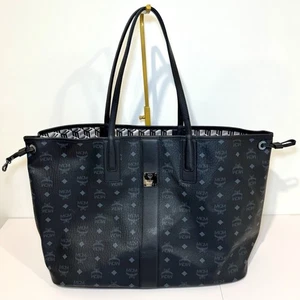 Bolso de Mano MCM Liz Grande Reversible en Negro Visetos Logo Lona con Borde de Cuero Napa  - Imagen 1 de 14