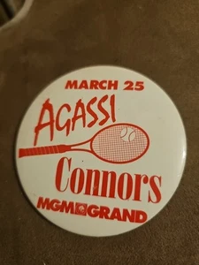 VINTAGE Agassi vs Conners MGM GRAND 3" PINBACK BUTTON ORIGINAL SCHÖN! - Bild 1 von 2