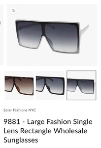 9881 - Gafas de sol grandes de moda rectangulares de lente única al por mayor paquete de 3 colores de 12 - Imagen 1 de 12