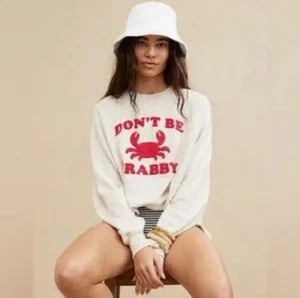 Aerie Beach Party Oversize Rundhals Pullover In "Don't Be Crabby" Gr. XXS Krabbe - Bild 1 von 8