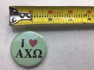 I Heart (Love) Alpha Chi Omega Pinback Button - Picture 1 of 2