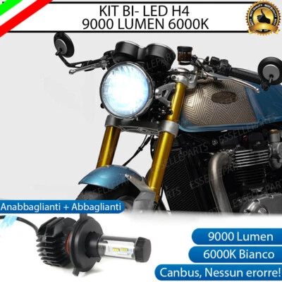 LAMPADA LED H4 6000K 9000 LUMEN CANBUS TRIUMPH THRUXTON 1200 R NO AVARIA LUCI - Immagine 1 di 4