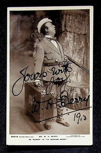 W. H. Berry Firmado 1913 Autógrafo Original Película Actor Comediante Foto Real RPPC - Imagen 1 de 2
