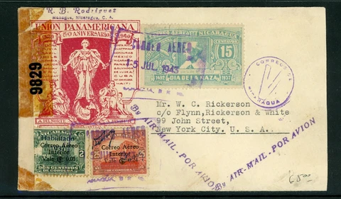 Nicaragua 1943 Momotombo Airmail Censored Cover U692 ⭐⭐⭐⭐⭐ Cover
