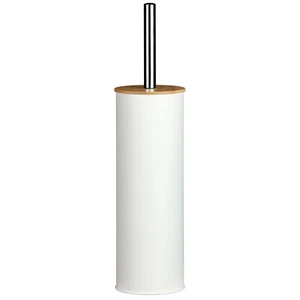 Neu Bambusdeckel WC Bürste & Halter Set - weiß freistehendes Badezimmer Dekor - Bild 1 von 4