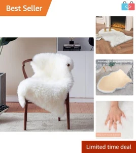 Chic 2x3 ft White Shag Faux Sheepskin Rug - Ideal for Living Room & Nursery - Picture 1 of 9