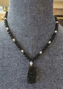 Vintage Zoe B 14K Gelbgold Kultiviert FW Perle/Perle Kamee Anhänger Halskette 16 Zoll - Bild 1 von 3