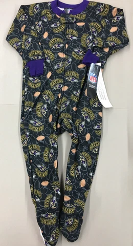 NFL Team Apparel Baltimore Ravens Sleeper Pajamas New With Tags Toddler Infant Cover