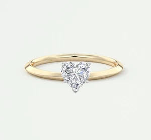 IGI F/VS 1 Ct Heart Cut Lab Created Grown Diamond 18K Yellow Gold Solitaire Ring - Picture 1 of 2