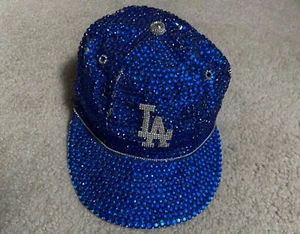 VTG Dodgers Hat MLB United Hatters Cap Millinery BEDAZZLED Glitter HOMEMADE? - Picture 1 of 17