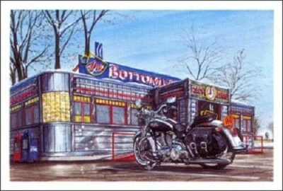 HARLEY DAVIDSON CHRISTMAS CARDS #X817 HARLEY DAVIDSON IN FRONT OF DINER (10) - Image 1 of 4