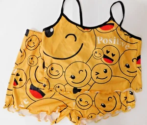 Conjunto de pijama corto con estampado de cara sonriente para mujer talla XL - Imagen 1 de 6