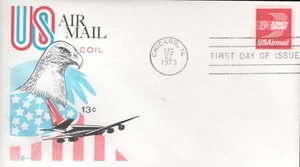 1973 FDC - Scott# C83 - 13-cent Airmail COIL - Cachet Craft w/card - Picture 1 of 2