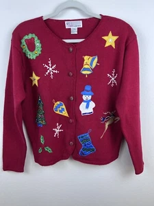 Milano Design Group Women’s Large Red Christmas Sweater With Appliqués - Picture 1 of 14