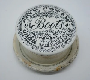 MISMATCHED Boots Cold Cream Cash Chemists Apothecary Porcelain Jar England Vintage - Bild 1 von 17