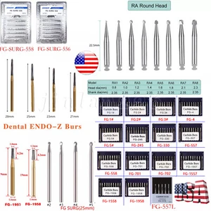 Dental Surgical Burs Long Shank 557L 556 558 Carbide 25mm For High/Low Speed RA - Picture 1 of 298