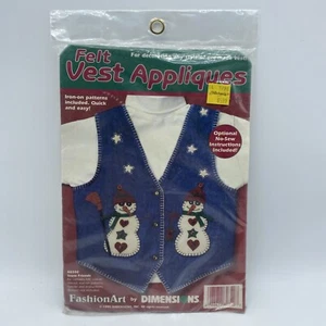 80340 Fashion Art Dimensions Snow Friends Snowman Felt Applique Vest Sewing Kit - Picture 1 of 5