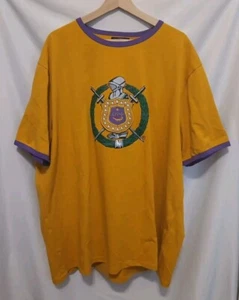 King McNeal Collection Omega Gold Crest Ringer Shirt Men 3XL Yellow Crewneck - Picture 1 of 9