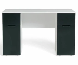 Habitat Pob Double Pedestal Desk - Black | Workstation Storage Drawers Shelves - Picture 1 of 5