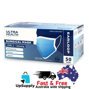Ultra Health Surgical Face Masks, Anti-Fog, 50 Pack, Earloops, Level 2, Latex-Fr - Picture 1 of 2