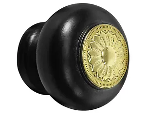 Ebonized Wooden Knob with Eastlake Brass Top NOS - Picture 1 of 1