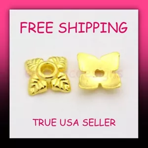 6mm 25pcs Gold Plated Alloy Metal Tibetan 4 Petal Flower Leaf Bead Caps FREESHIP - Picture 1 of 5