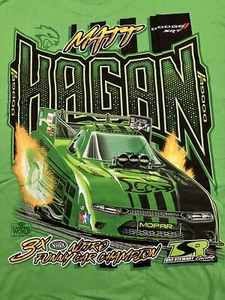 NHRA DRAG RACING TSR OFFICAL MATT HAGAN green T SHIRT SIZE MEDIUM - Picture 1 of 4