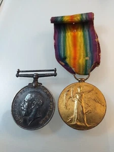 WW1 Pair Of Medals To 129932 GNR. G N.STRAUGHAN. R.A. G.N.STRAUGHAN. R.A. - Picture 1 of 3