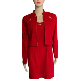 Vintage 1980s Red Ultra Suede Dress & Jacket - Picture 1 of 6